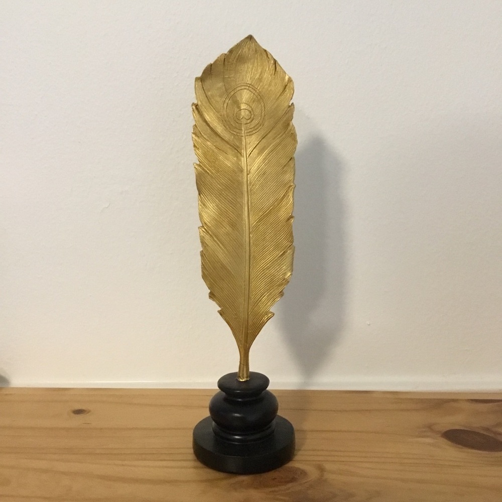 Feather Home & Office Decor Accents Table or Desktop Accessories Gold & Black